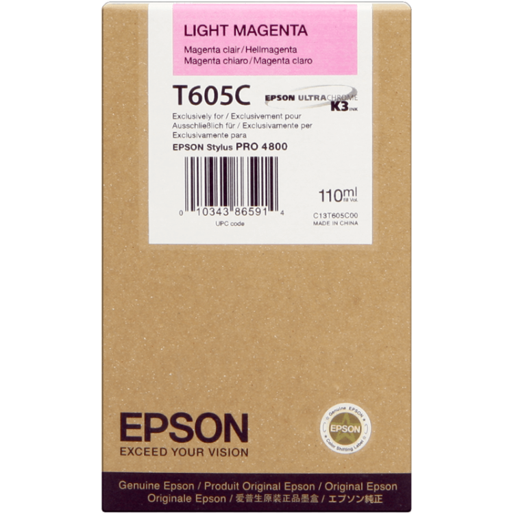 Картридж струйный Epson оригинальный T605C/ C13T605C00 (light magenta) оригинальный для Stylus Pro 4800, светло-пурпурный, 110ml