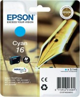 Картридж струйный Epson оригинальный C13T16224010 / C13T16224012 (16 Cyan) оригинальный для WorkForce WF-2010W, голубой